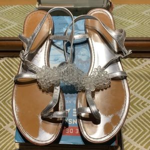 Kate Spade Crystal Bow Silver Sandals Size 7M